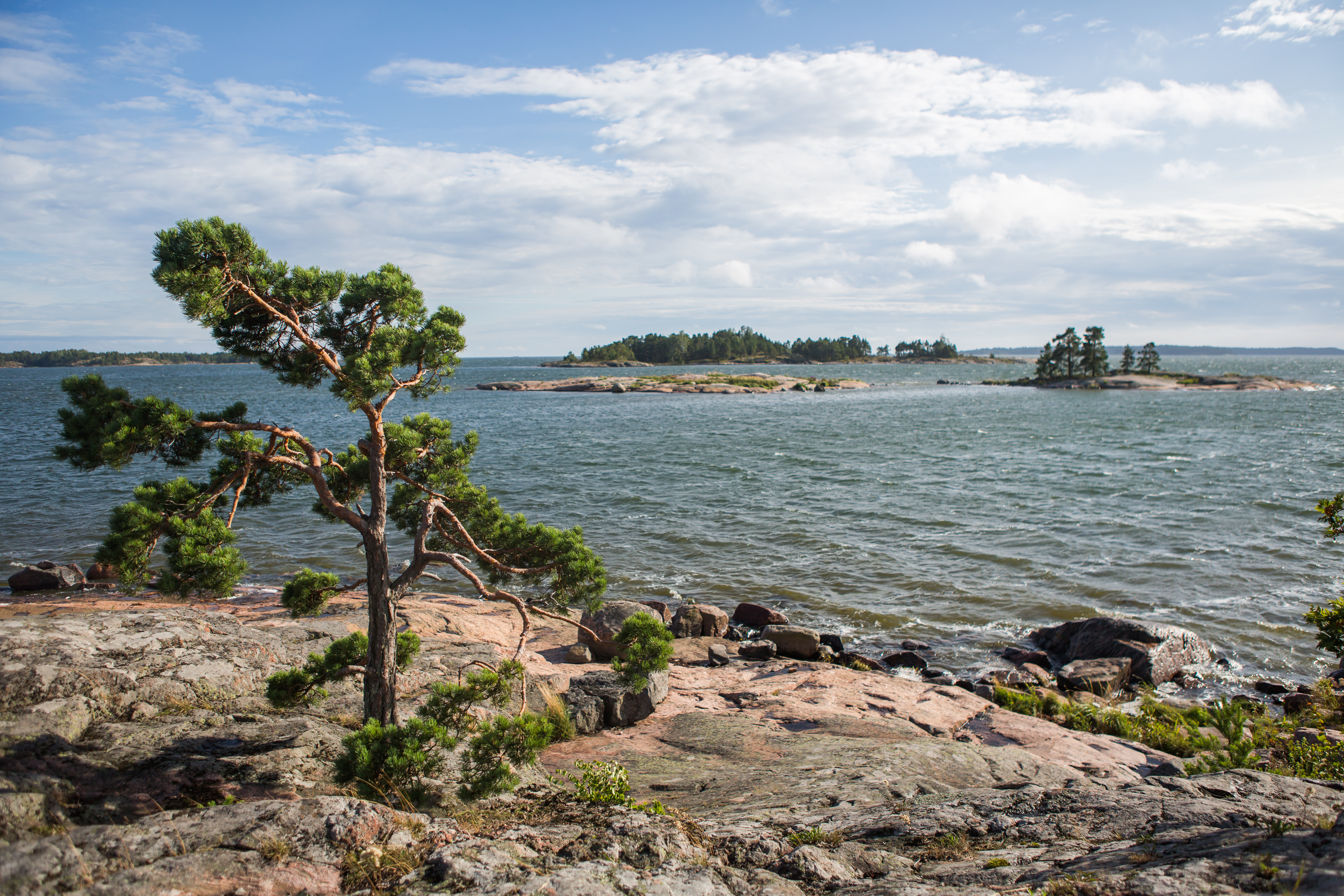 Kopparnäs-Störsvikissä kallio kohtaa meren.