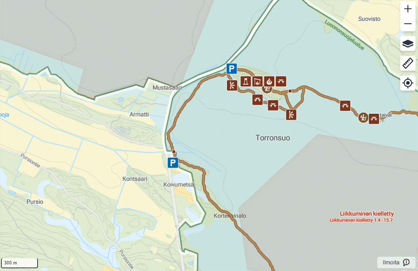 Different icons on the map.