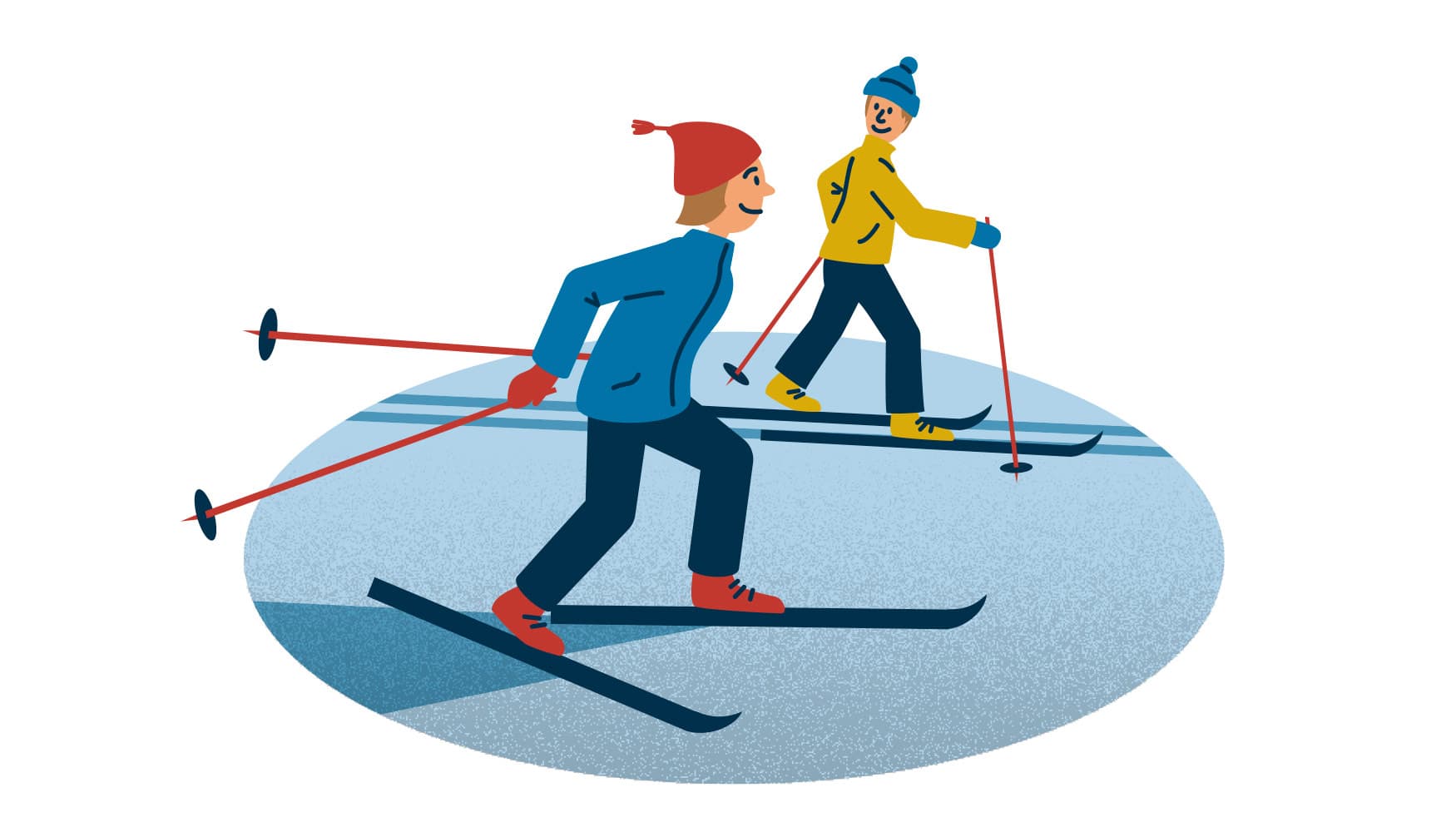 Kuva: Anna Pakkanen Hiihtäjä ohittaa toisen hiihtäjän ladun ulkopuolelta