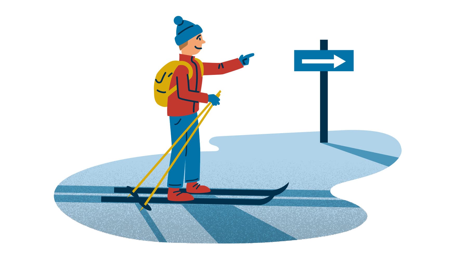 Kuva: Anna Pakkanen Hiihtäjä katsoo hiihtosuuntaa osoittavaa kylttiä