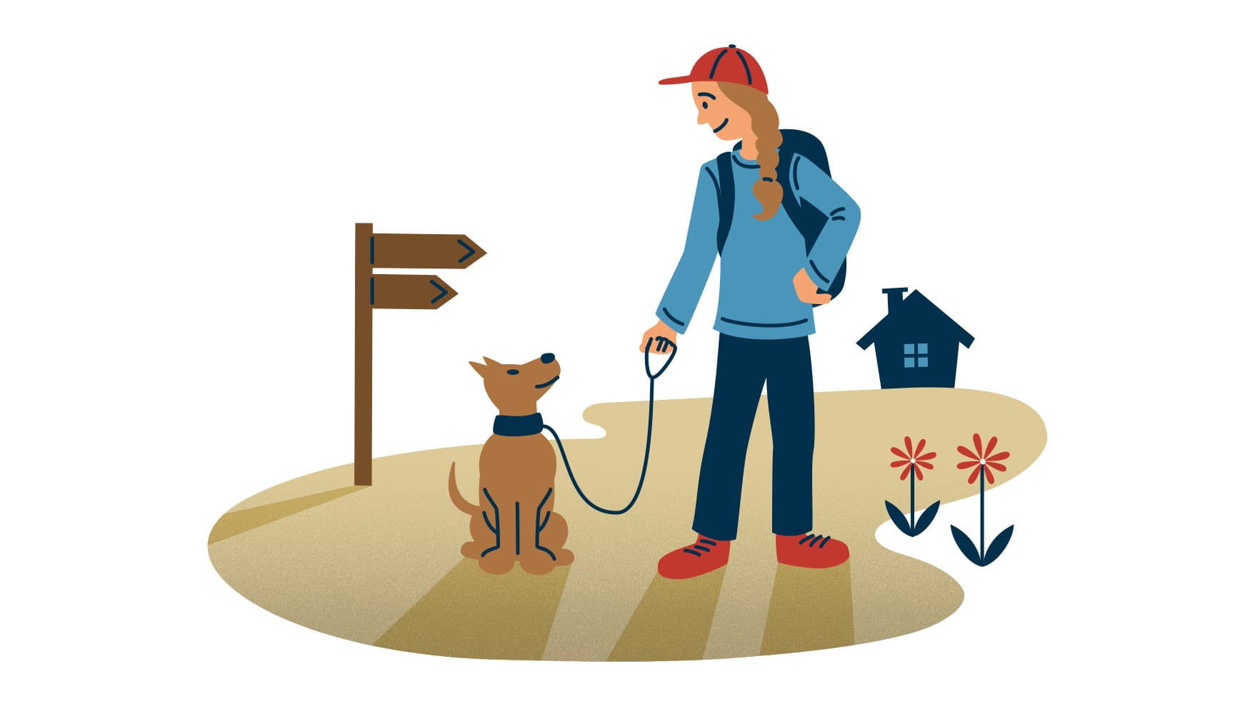 Image: Anna Pakkanen Retkeilijä pitää koiraa kiinni kytkettynä