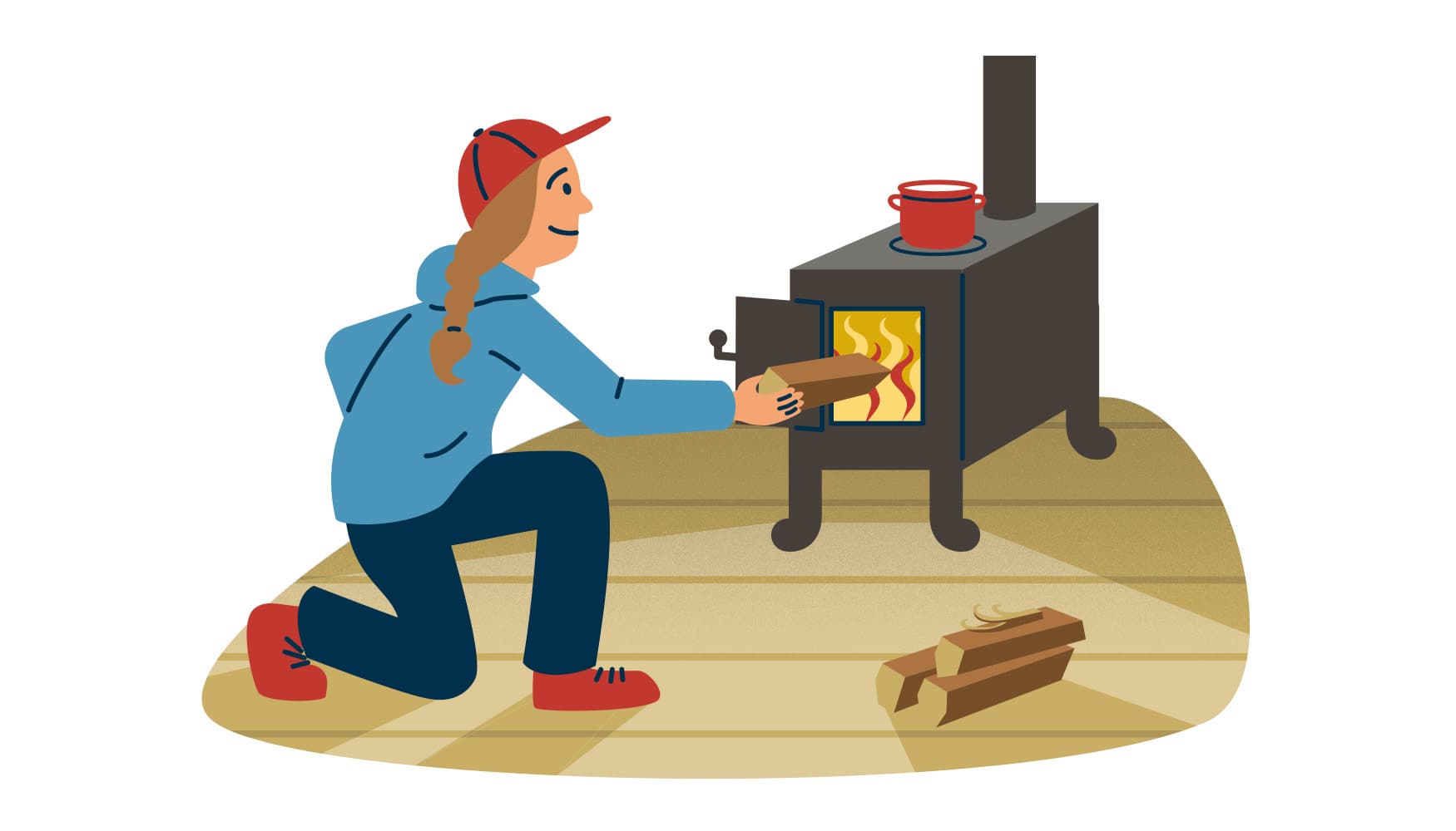 Image: Anna Pakkanen Retkeilijä sytyttää tulet kamiinaan