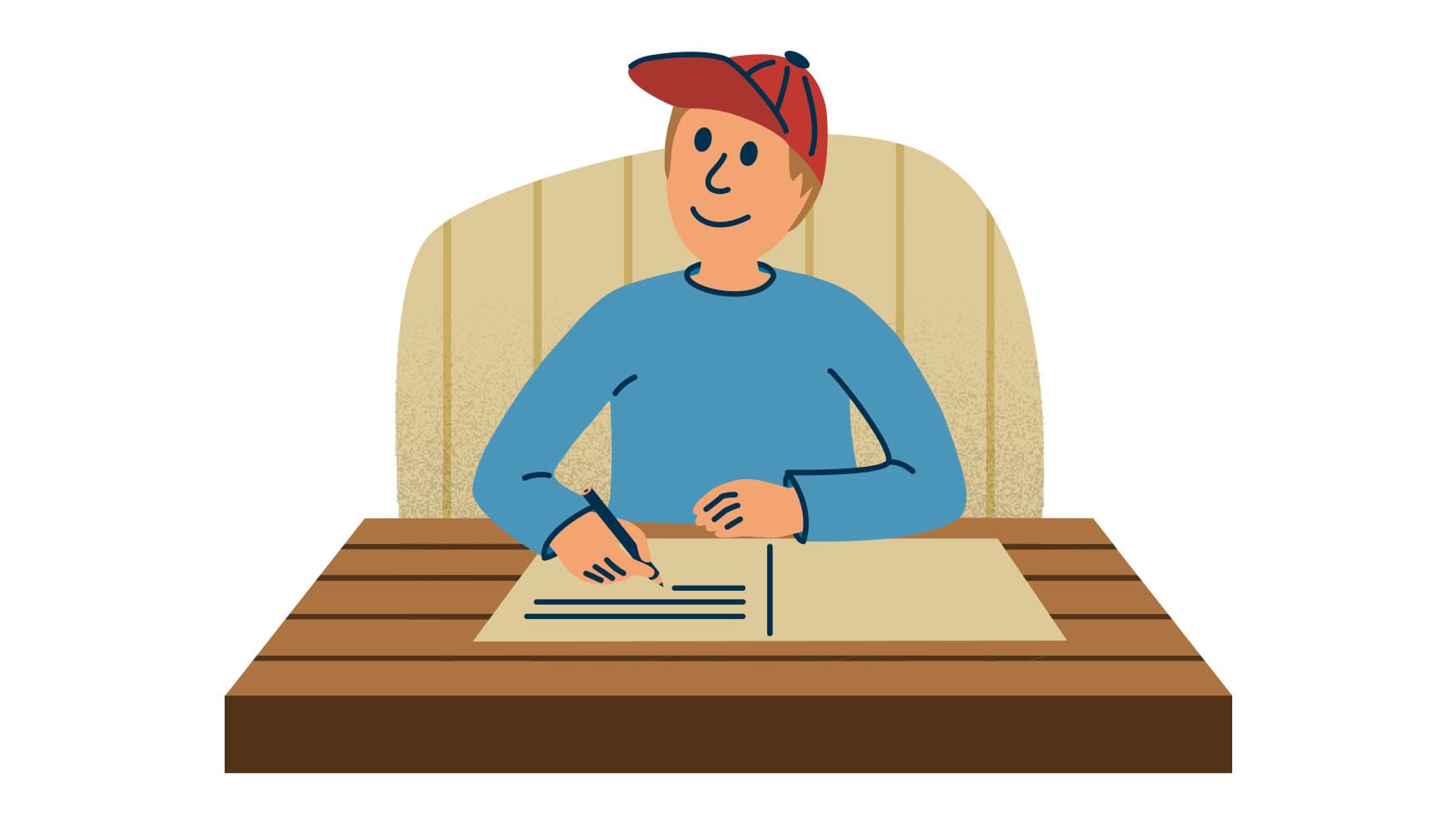 Image: Anna Pakkanen Retkeilijä kirjoittaa tupakansioon merkintää