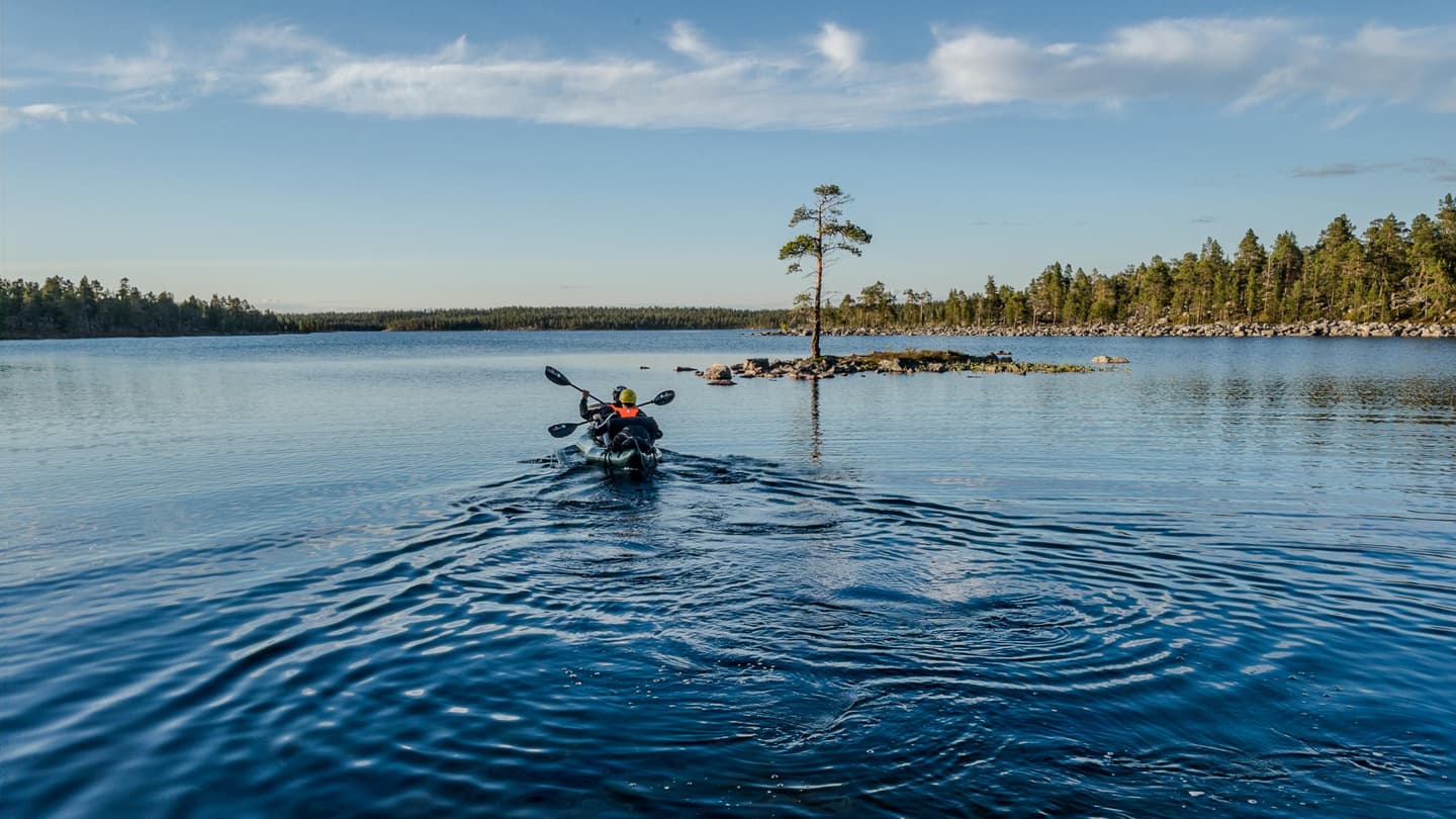 Kaksi melojaa reppulautalla.