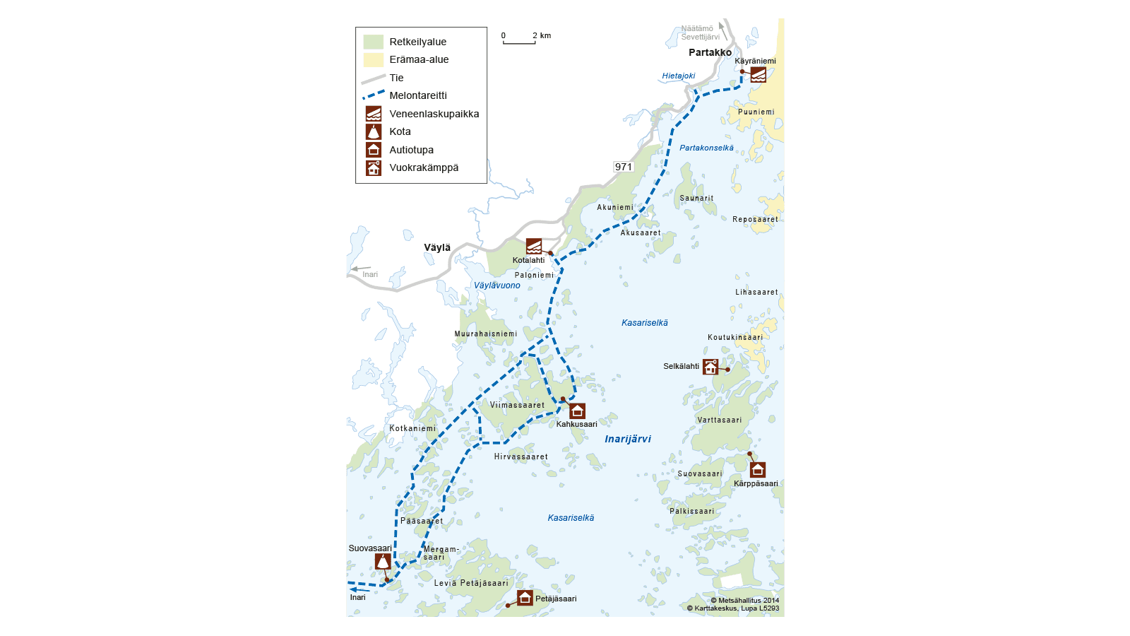 Image: Copyright Metsähallitus 2014. Map of Partakko, Lake Inari.