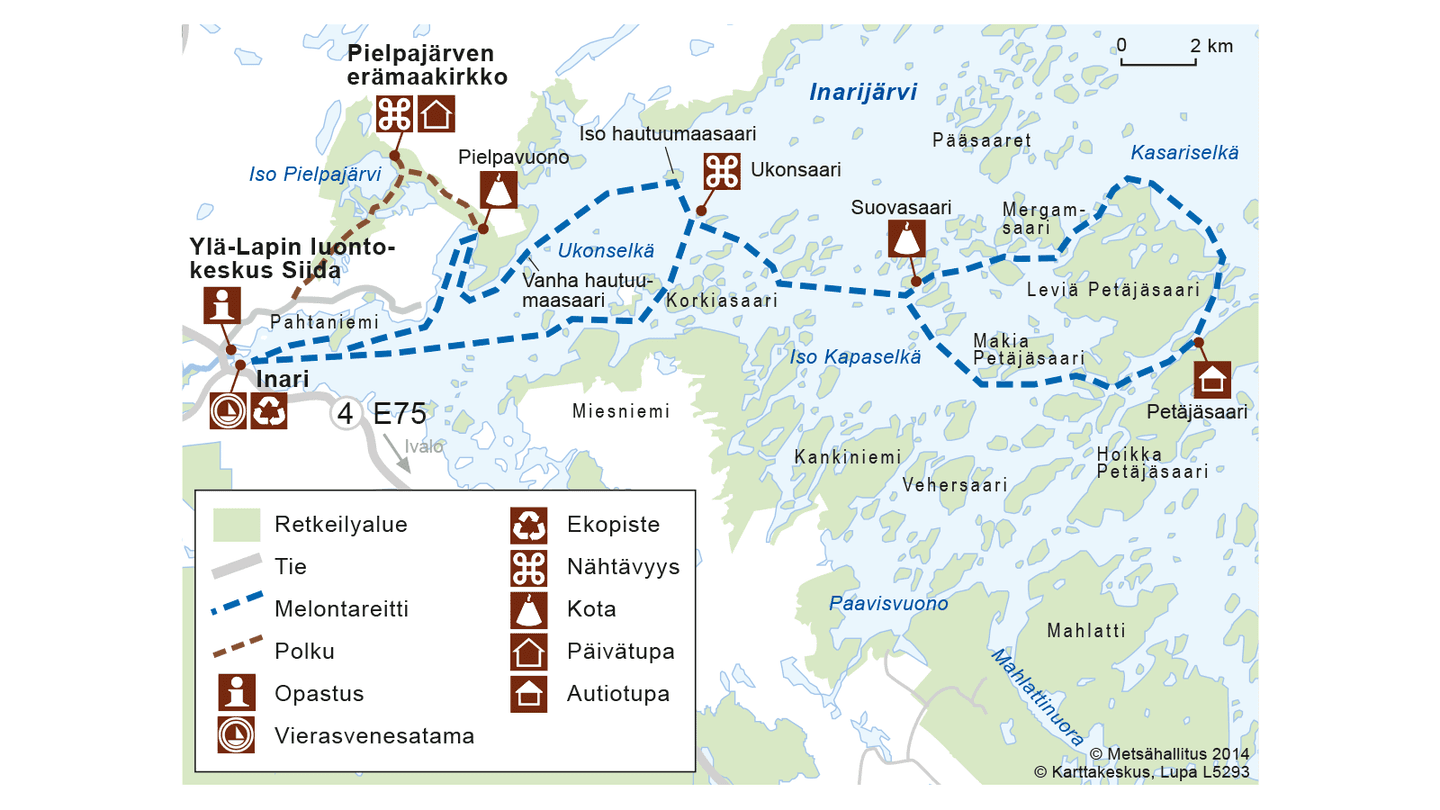 Image: Copyright Metsähallitus 2014. Map of Inari - Pahtaniemi.