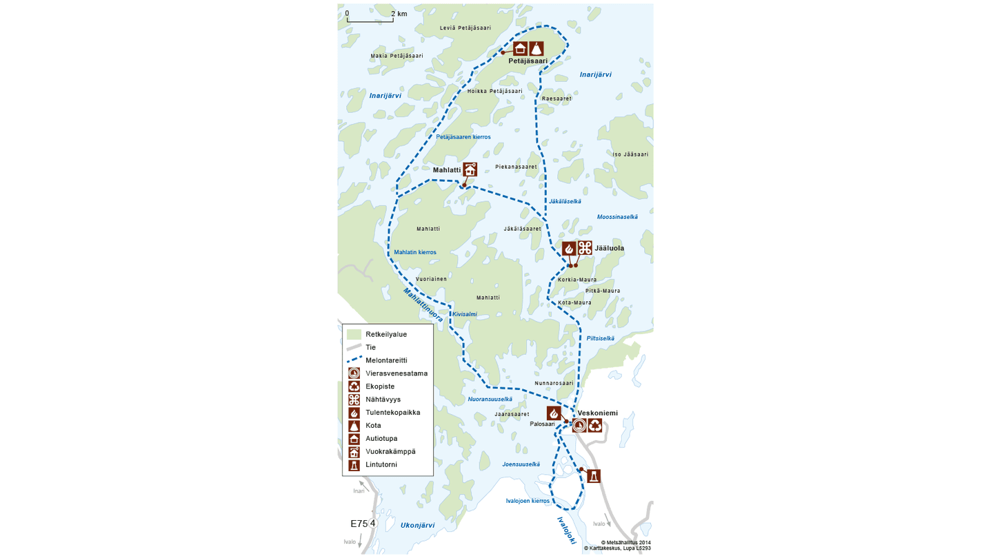 Image: Copyright Metsähallitus 2014. Map of Veskoniemi, Lake Inari.
