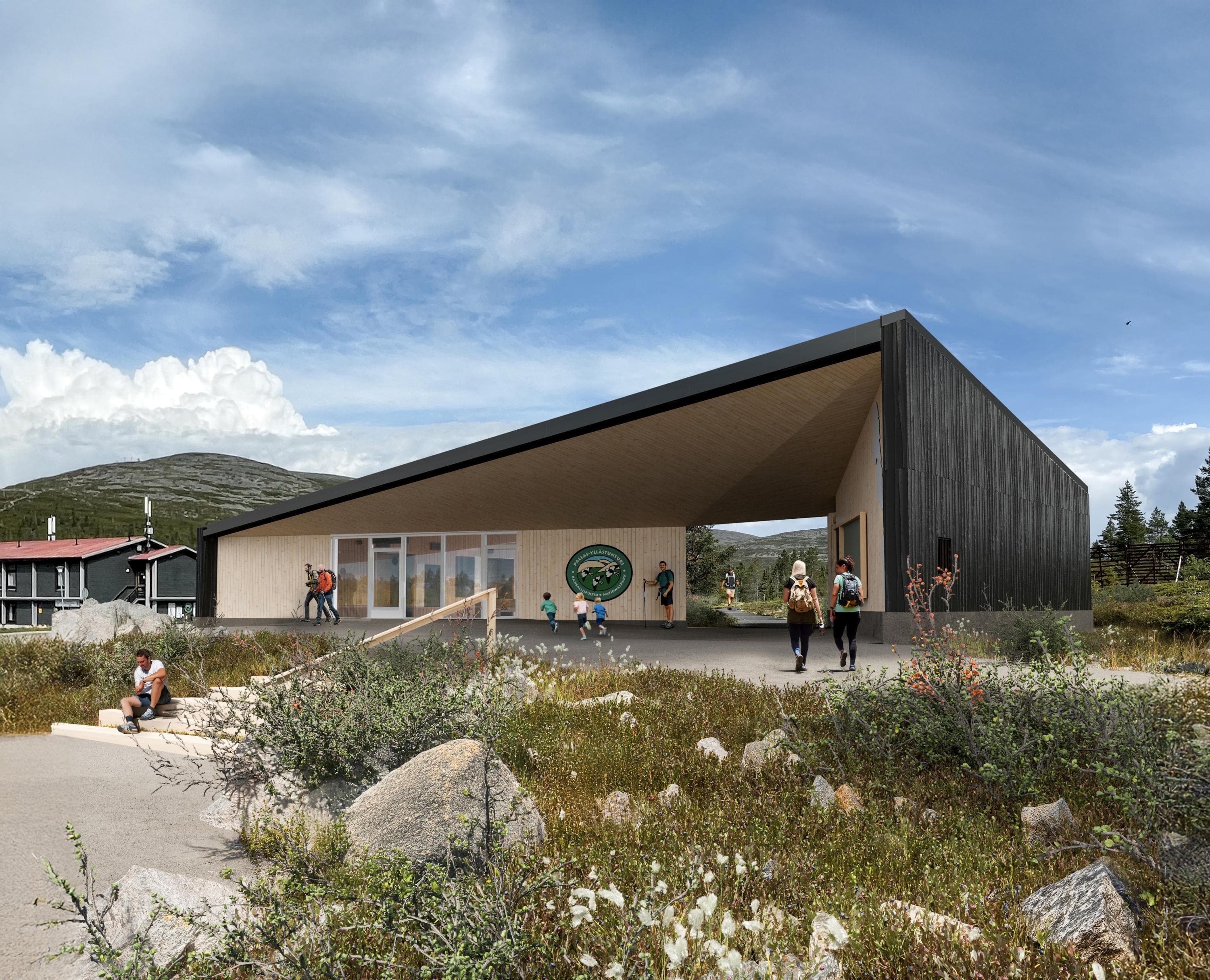 Kuva: LUO arkkitehdit Oy Pallastunturin lähtöportin havainnekuva.