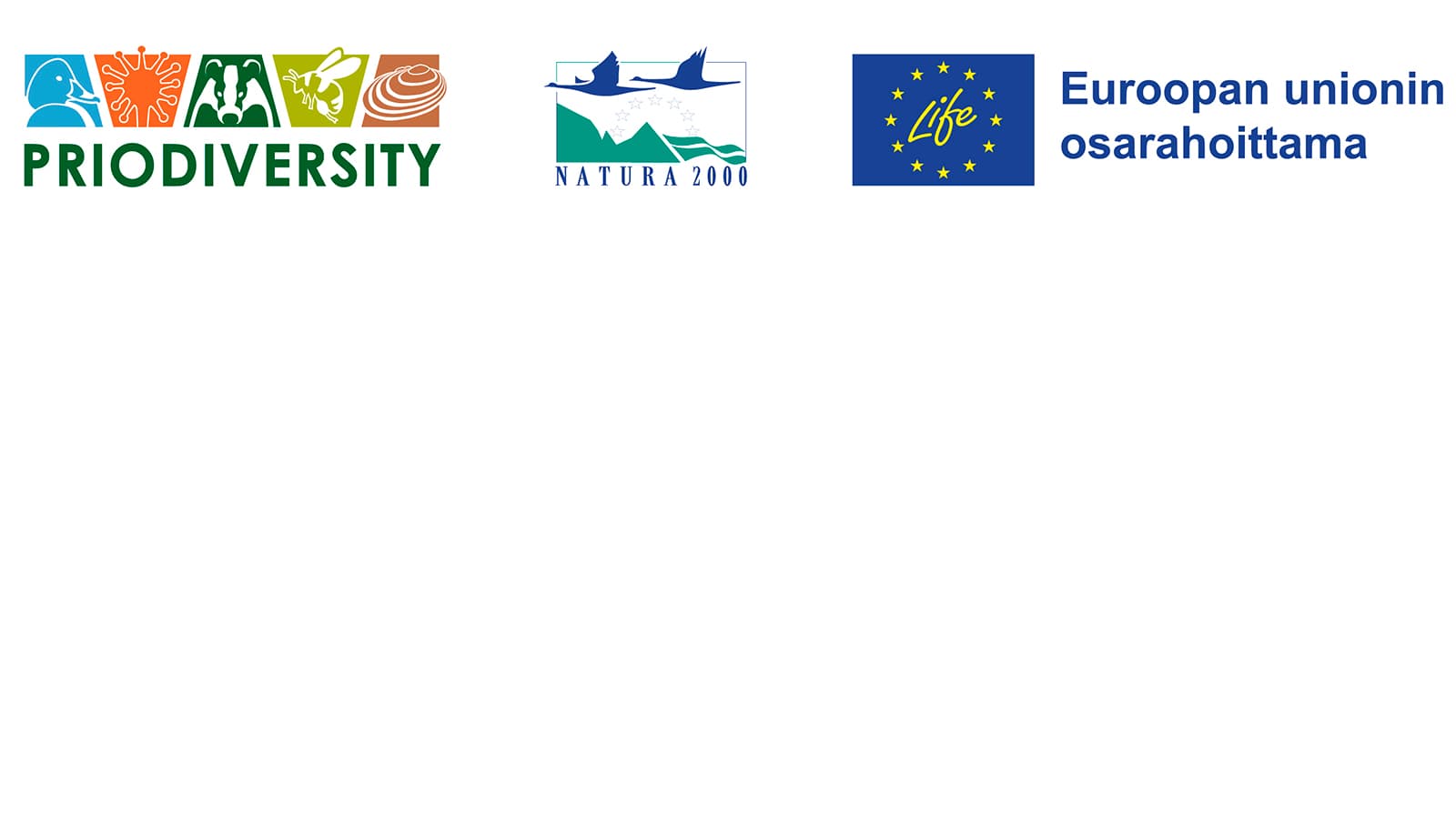 PRIODIVERSITY-, NATURA 2000 - ja Life-tunnukset sekä teksti Euroopan unionin osarahoittama.