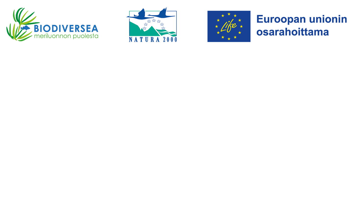 Biodiversea, Natura 2000 ja Euroopan Unionin osarahoittama -tunnukset.